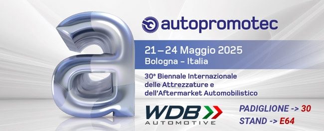 Il banner WDB Automotive per Autopromotec 2025: 21-24 maggio, Bologna, padiglione 30 stand E64