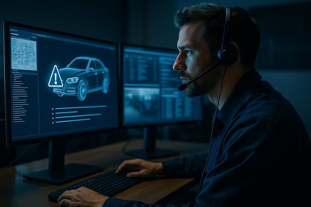 Un tecnico al lavoro sul supporto alla riparazione